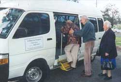 John, a volunteer bus driver, with the Ashburton Support Services minibus
